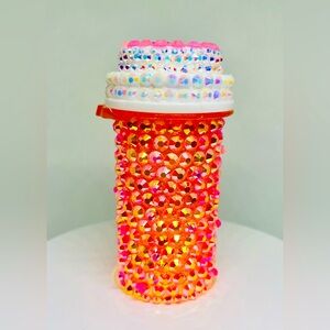 Handmade Bedazzled Rhinestone Pill Bottle Medium Size